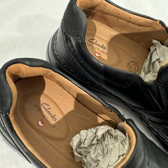 CLARKS Men's Brawley Step Black Leather Loafers - Size 8 XW - NEW! - Picture 4 of 11